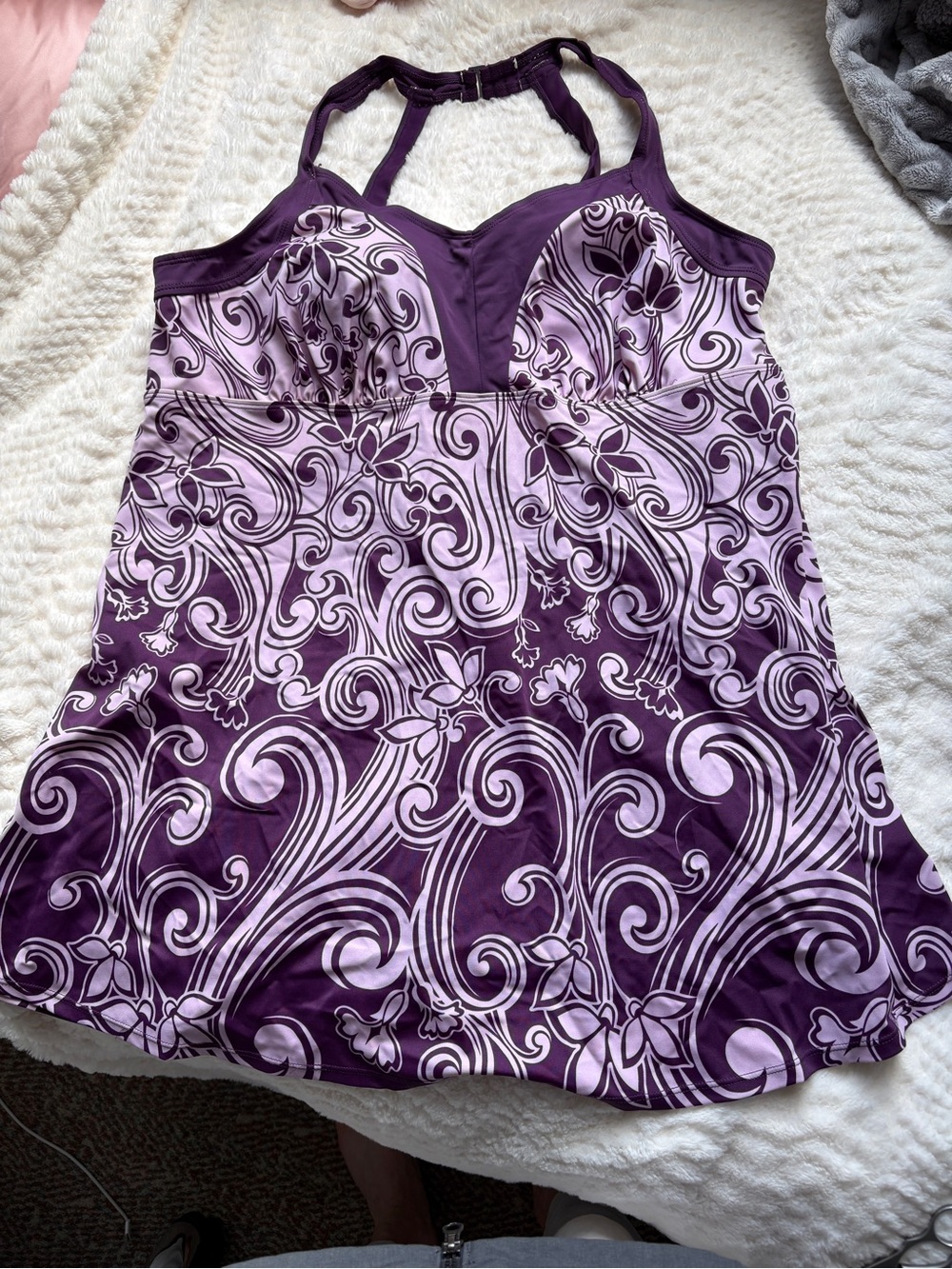 Swim 365 Purple Floral Full Piece Swimsuit With Full Coverage